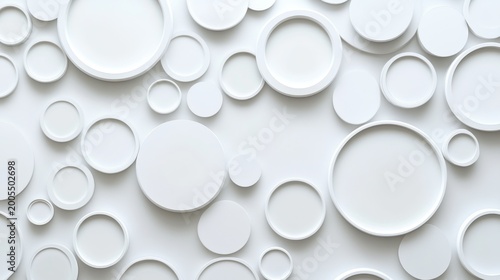 Abstract pattern of various sized white circles and ovals