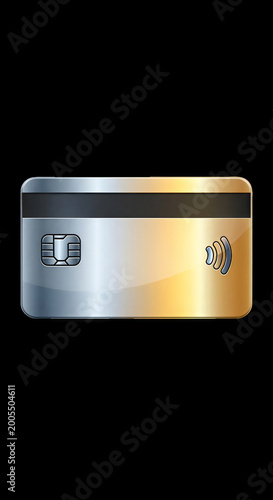 Vector illustration of a gold and silver credit card on a black background