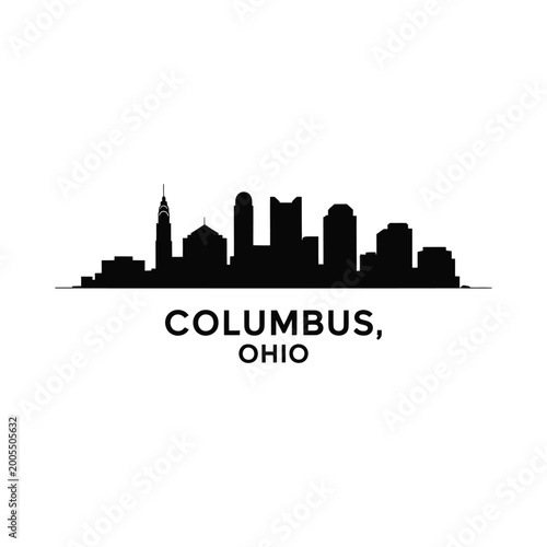Columbus Ohio skyline silhouette against a white background