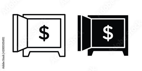 Photos Open safe icon black and white