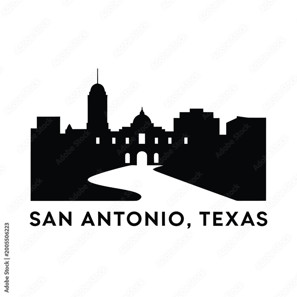 Obraz premium San Antonio Texas skyline silhouette against white background
