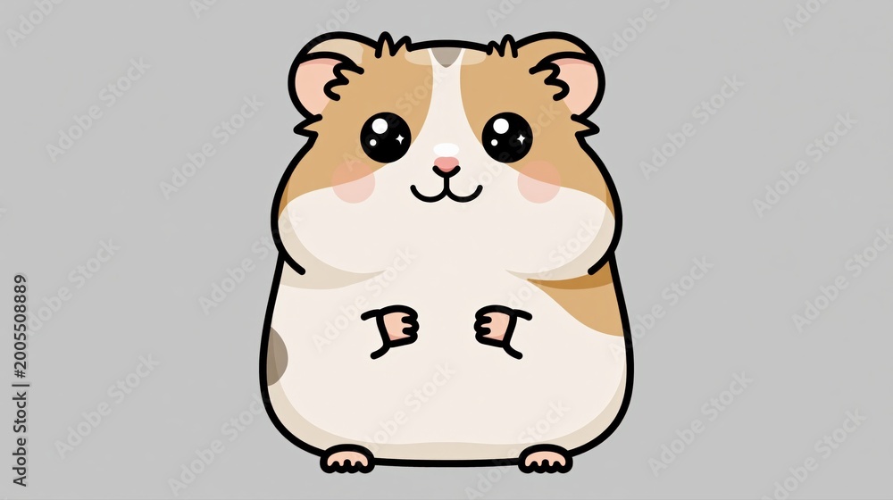 Fototapeta premium Cute Cartoon Hamster Character Illustration Isolated on Gray Background