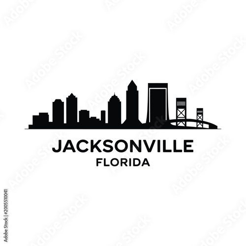 Jacksonville florida skyline silhouette on white background