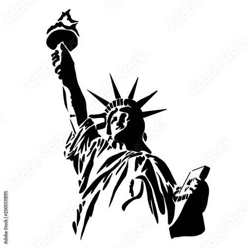Tablou pe pânză American fabric -Stature of Liberty inspired pattern creatively formed in the shape of the American nation