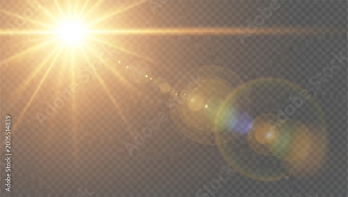 Sunlight Lens Flare Effects With Colorful Bokeh Lights Isolated Background