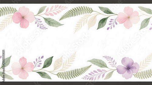 Contemporary wedding floral frame with an elegant organic composition on a white background.