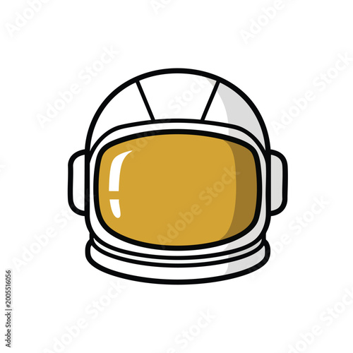Minimalist vector illustration of an astronaut helmet with golden visor.