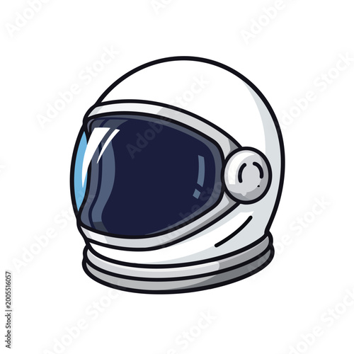 Illustration of a cartoon astronaut helmet isolated on white.