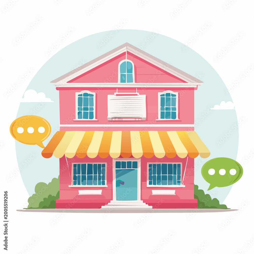 Obraz premium Pink Storefront with Speech Bubbles