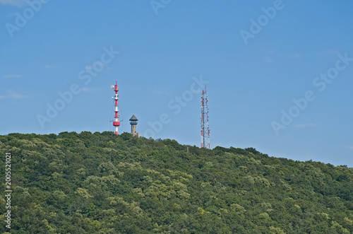 Canvas-taulu . Communication and lookout towers surrounded by trees in the Mecsek hills near