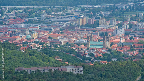Obraz na plátně High angle view on the city of Pecs , Hungary