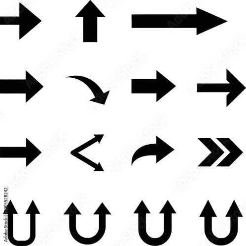 Free Download A collection of various black arrows pointing in different directions on a white background with Vectro file - GFXLoad