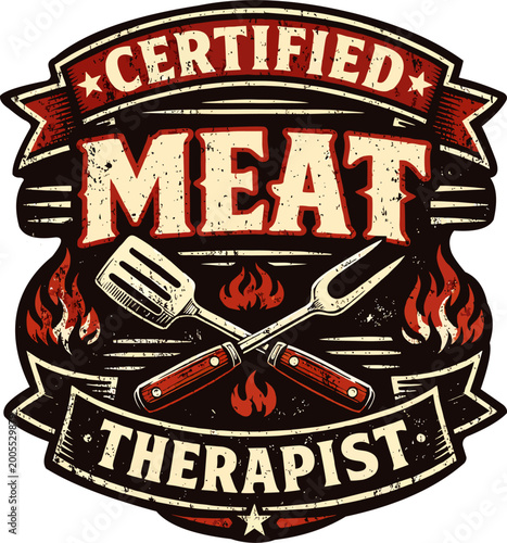 Tableau sur toile Vintage certified meat therapist badge