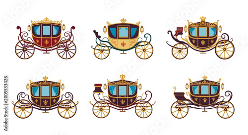Obraz na płótnie Vintage horse drawn carriage illustrations set.