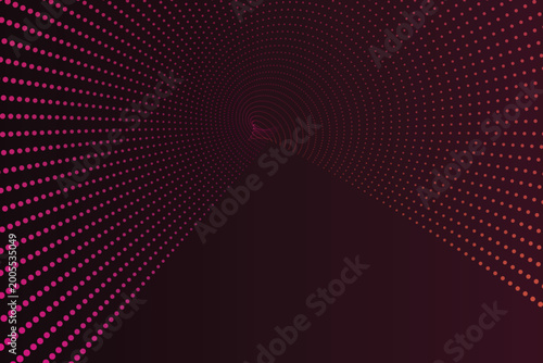 Εκτύπωση καμβά Magenta and orange dot tunnel with swirling center abstract background, dots