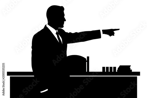 Konstfotografi Directional Decision: A silhouette of a professional in a sharp suit makes a definitive gesture