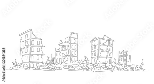 Fotografie Damaged buildings after natural disaster 1.