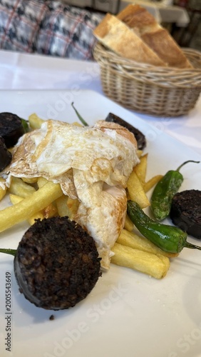 Fried Eggs with French Fries Traditional Spanish Style