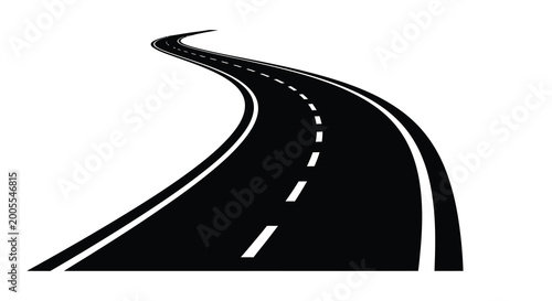 Cuadro en lienzo winding road silhouette against a white background a black and white illustratio