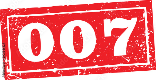 Foto red grunge rubber stamp with secret agent number zero seven