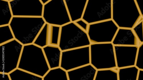 Solar Amber Energy Voronoi Cell Network Animation 4K Seamless Loop