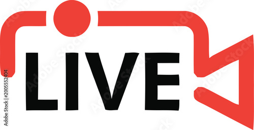 Fotografie Live stream broadcasting icon with camera silhouette and red indicator