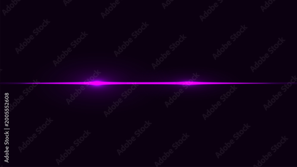 Obraz premium Abstract magenta glowing horizontal light streak, minimalist neon line on dark backdrop.