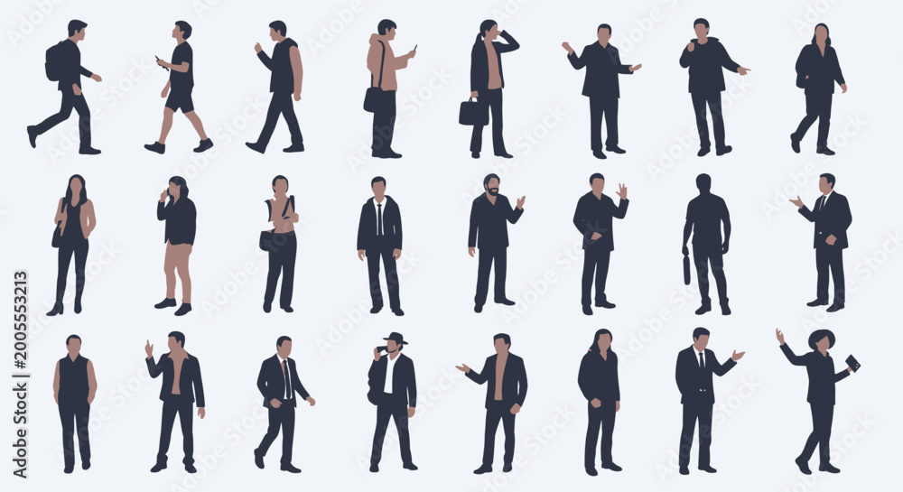 Obraz premium Diverse group of business people in various poses, professional men and women collection.