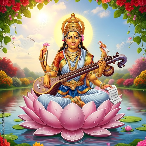 Hindu Goddess Saraswati Music.