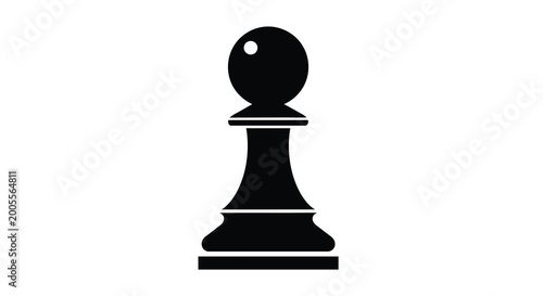 Tableau sur toile Black chess pawn silhouette on a white background isolated game piece vector gra