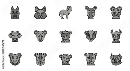 Valokuva A Collection of Stylized Animal Icons Featuring Various Mammals and Their Distinctive Features