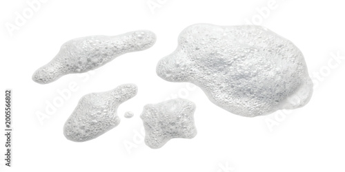 Bild auf Leinwand White soap foam bubbles texture in several liquid drops isolated on a simple sur