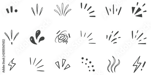 Photos Set of hand drawn manga style comic book action effects and motion lines for gra