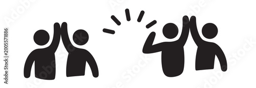 Schilderij op canvas Group of people high fiving and celebrating together in unity and friendship