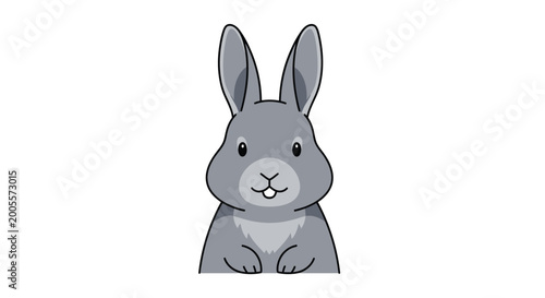 Картината върху платно Cute Cartoon Grey Rabbit Face.