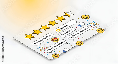 Customer Feedback - Five Star Rating, Reviews, Smiles, Thumbs Up, Satisfaction