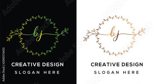 Modern bj initial logo template for wellness and spa