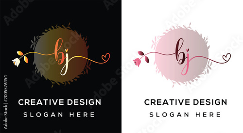Photos Elegant bj monogram logo design with botanical elements