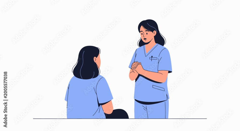 Fototapeta premium Doctor talking to patient, healthcare consultation, medical care, doctor-patient relationship