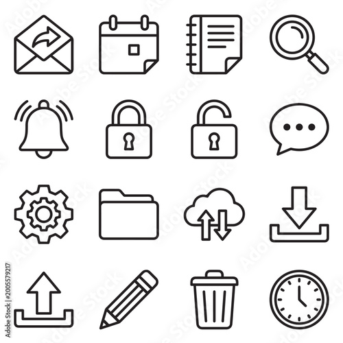 Minimal Outline Icons Collection – Smart Home, UI, Technology & Furniture Vector Icon Pack