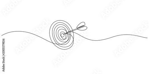 Cuadro en lienzo Continuous one line arrow art up drawing target direction down