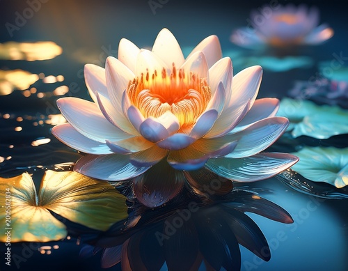 gorgeous water lily blossom in full bloom serene pond scene