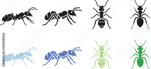 Foto ant insect icon, solid black, white background, minimalist, sharp edges, vector style