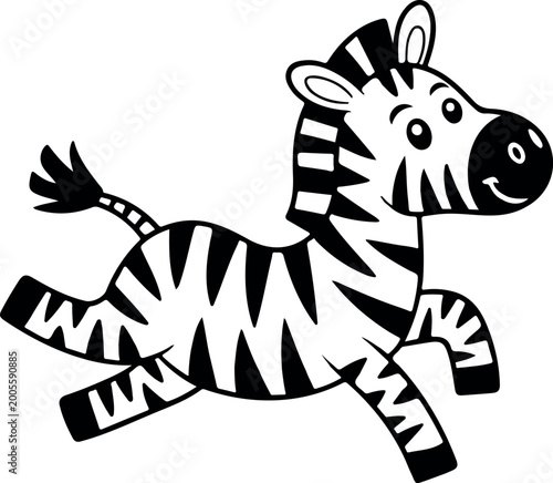 Photography Cute cartoon zebra standing isolated black and white striped safari animal wildl
