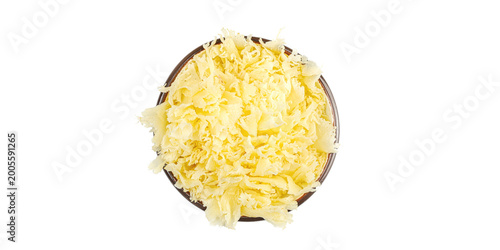 Schilderij op canvas Rosettes of Tete de Moine Swiss cheese shaved with a girolle isolated on white b