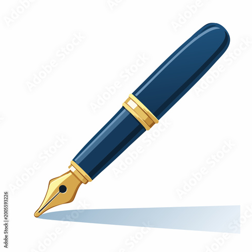 Elegant Ink: A classic fountain pen rests gracefully, with its nib poised and ready to transcribe ideas onto a blank canvas, exuding an aura of timeless sophistication and intellectual endeavor.