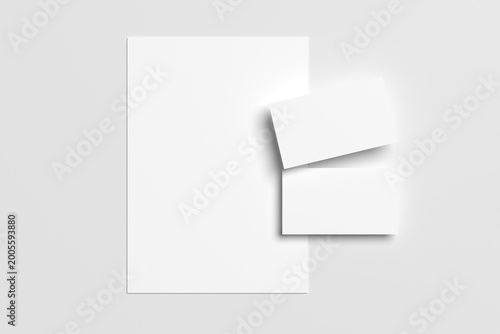 Modern Stationery Mockup with Overlapping Paper Sheets in Soft Light