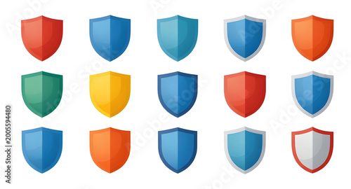 Schilderij op canvas color variant shield icons, security protection symbols, data privacy icon set,