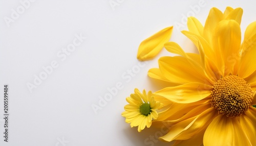 background of yellow flowers on white background yellow flowers on white background with copy space