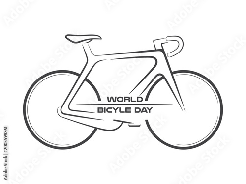 World bicycle day logo with a bicycle on white background